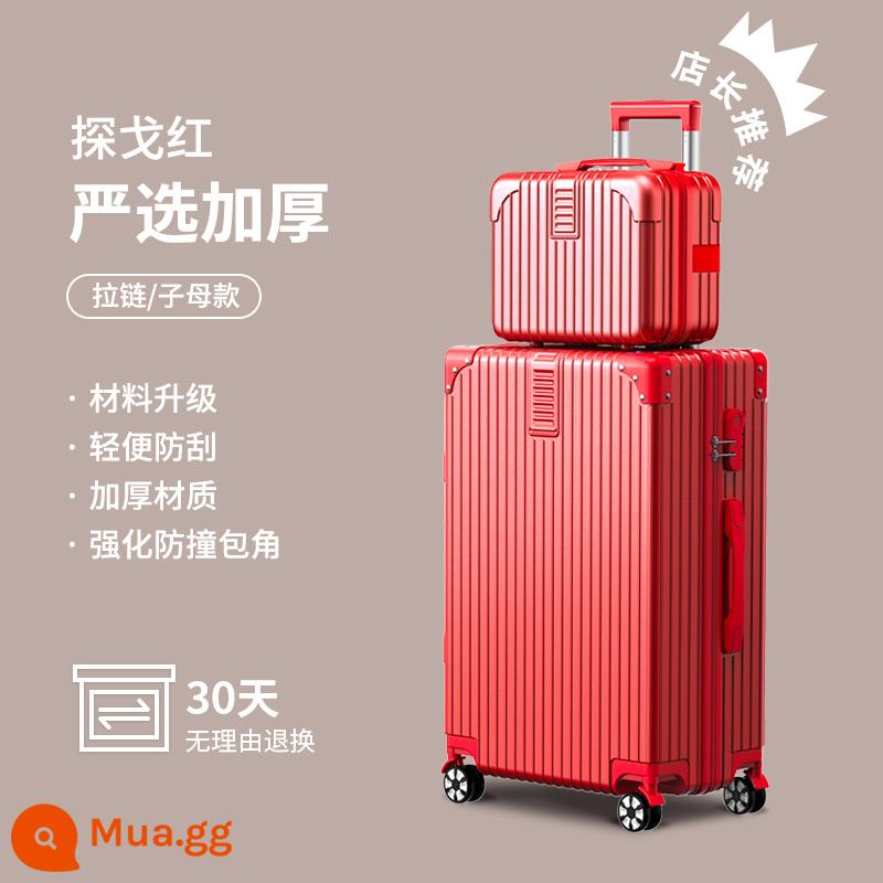 Vali Hành Lý Cho Nữ Nhỏ Nhẹ Xe Đẩy Du Lịch Trường Hợp 20-Inch Học Sinh Tắt Tiếng Đa Năng Bánh Xe Mật Khẩu Lên Máy Bay Bao Da dành Cho Nam - Màu đỏ lễ hội [hộp mẹ con được lựa chọn cẩn thận] [hộp nhỏ để dễ dàng lấy những vật dụng nhỏ]