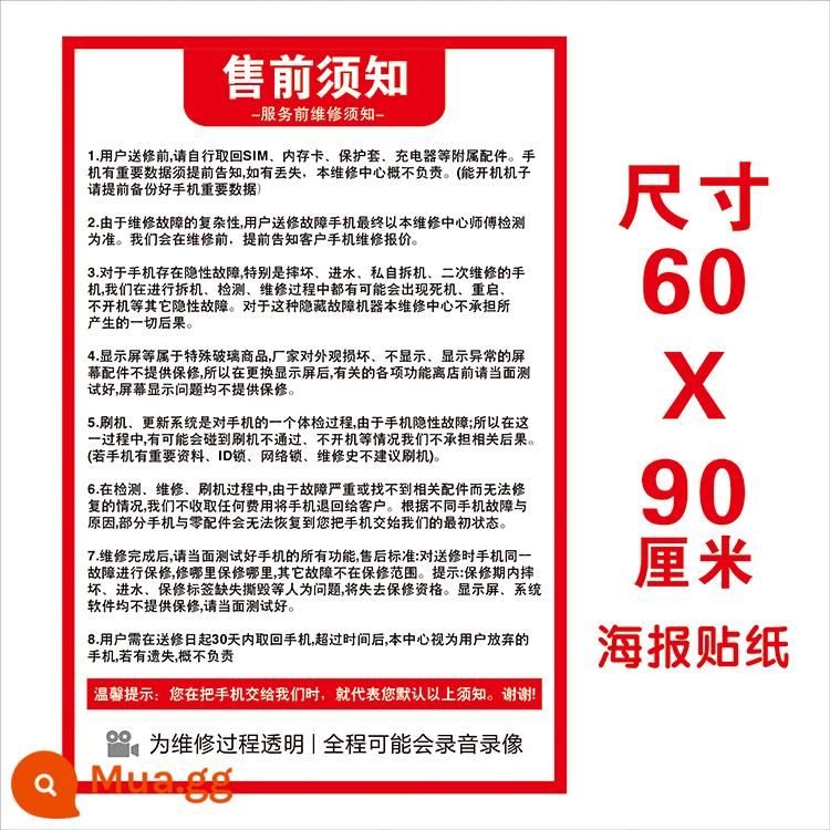 Hướng dẫn sửa chữa điện thoại di động dán áp phích thông báo bán trước tranh trang trí quầy điện thoại di động dán áp phích sửa chữa điện thoại di động - A01