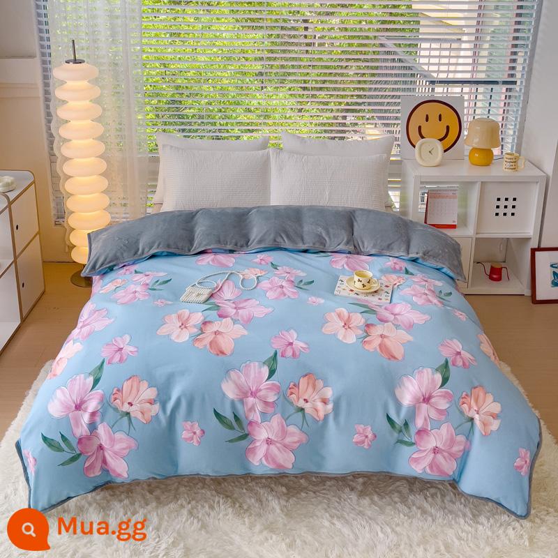 Nhung san hô dày vỏ chăn đơn mảnh mùa đông flannel vỏ chăn ab bề mặt mùa đông cotton nguyên chất cộng với nhung nhung một mặt có thể được tùy chỉnh - Hồ nước trong xanh, nghi ngút nước mùa thu