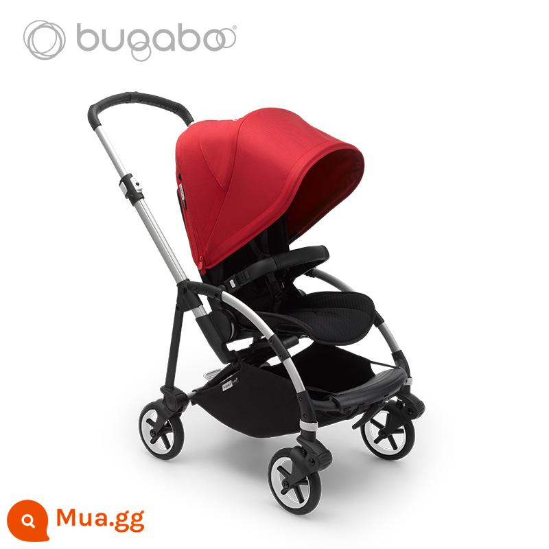 Xe đẩy em bé BUGABOO BEE6 có thể ngồi, nằm nhẹ, có thể gập 2 chiều, chống sốc - Khung bạc, chu sa, mui xe màu đỏ và ghế màu đen