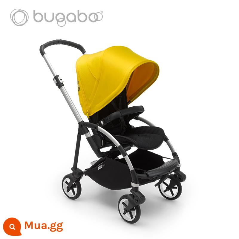 Xe đẩy em bé BUGABOO BEE6 có thể ngồi, nằm nhẹ, có thể gập 2 chiều, chống sốc - Khung bạc viền màu vàng chanh Ghế màu đen