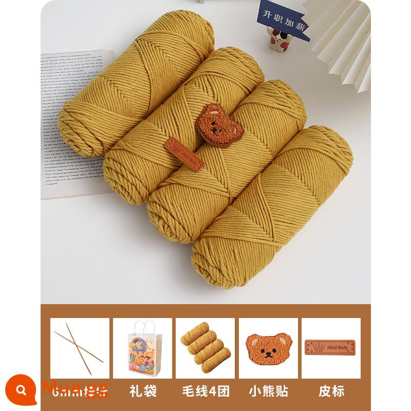 Khăn handmade tự làm len đan len bóng tay dệt kim khăn choàng cổ cho bạn trai và bạn gái tặng người yêu cotton bạn trai - 4 viên nghệ, gói quà tặng kim châm miễn phí