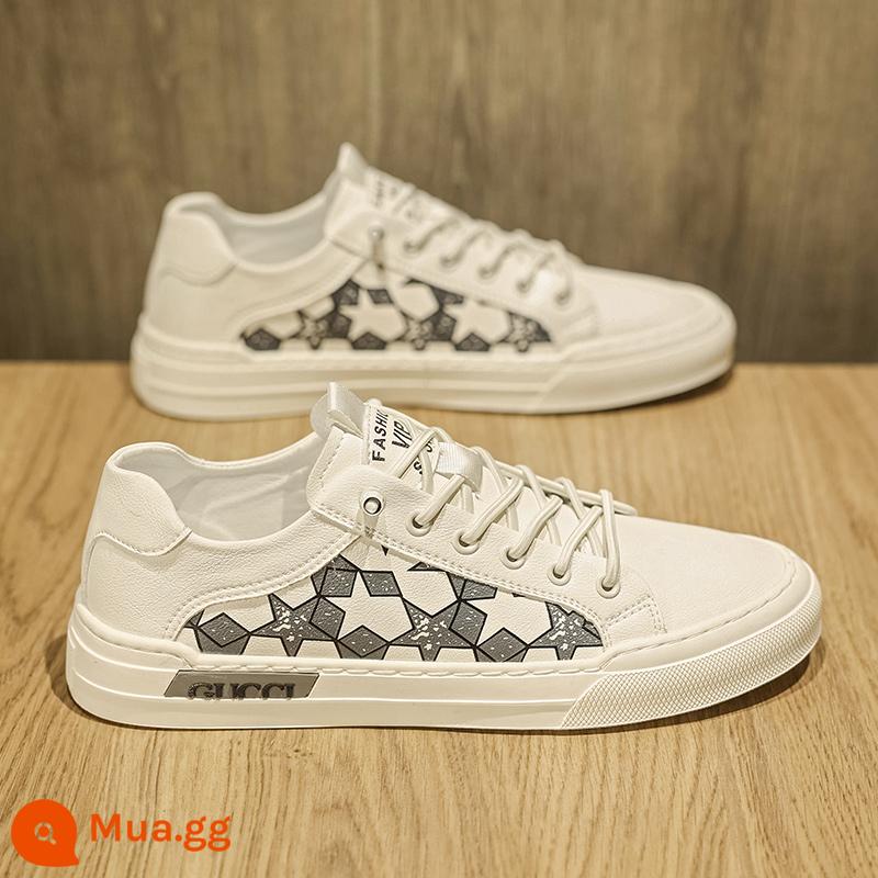 Nhà Ga Châu Âu Giày Nam Mùa Đông Phù Hợp Với Giày Sneaker Nam Giày Da Đế Bằng Nam Giày Thể Thao Hợp Thời Trang Cao Cấp - Trắng