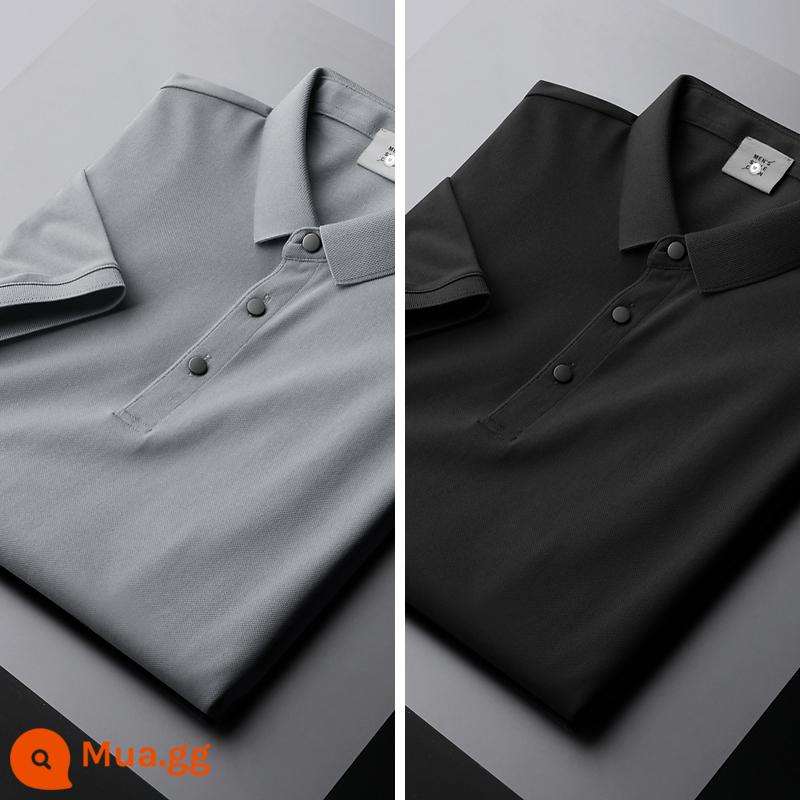 UBV cotton làm bóng áo polo piqué nam tay ngắn mùa hè 2023 Áo thun ve áo lụa băng lụa Ralph Lauren polo xu hướng hàng đầu - Xám kinh doanh nhẹ + đen đêm rạng rỡ (90% sẽ chọn)