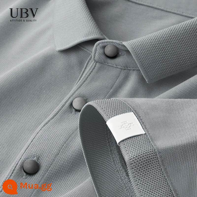 UBV cotton làm bóng áo polo piqué nam tay ngắn mùa hè 2023 Áo thun ve áo lụa băng lụa Ralph Lauren polo xu hướng hàng đầu - Màu xám kinh doanh nhẹ nhàng