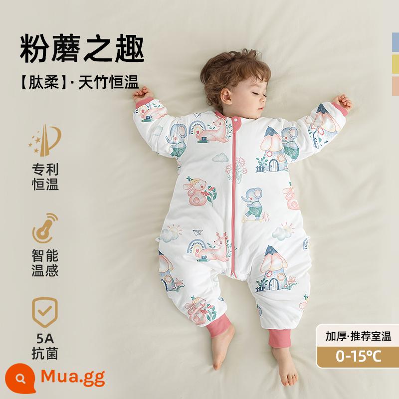 Túi ngủ trẻ em Betex mẫu xuân hạ thu đông nhiệt độ không đổi cotton nguyên chất bốn mùa phổ quát trẻ em chăn chống đá túi ngủ trẻ em chia chân - Nhiệt độ không đổi thông minh [dày lên vào mùa đông, nhiệt độ phòng 0-15oC] Niềm vui của nấm hồng