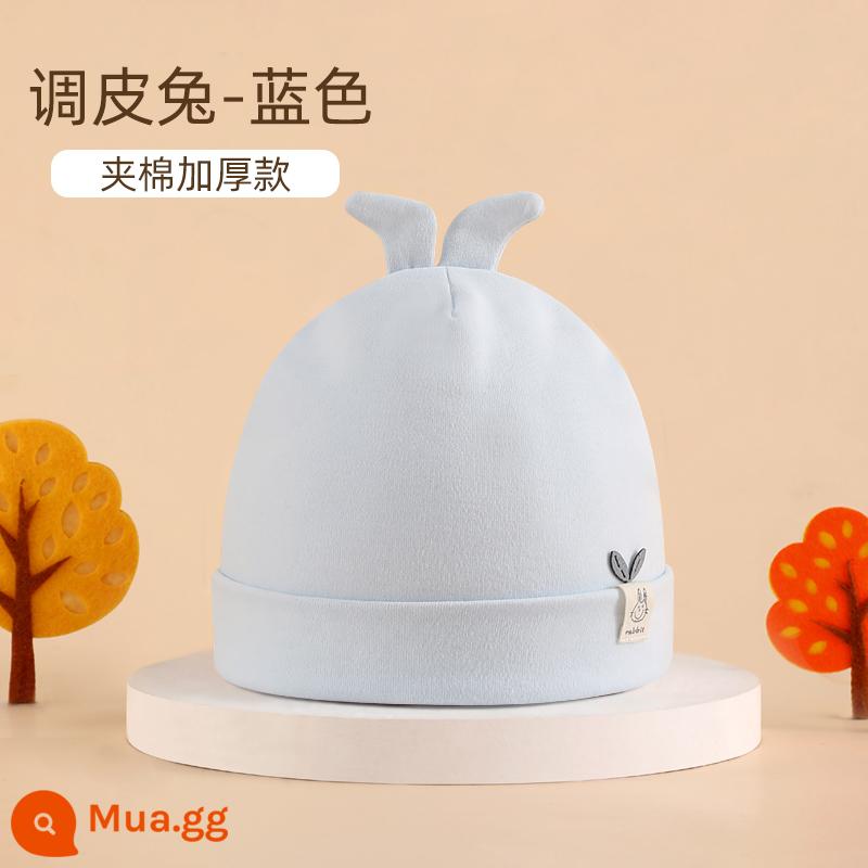 Mũ Bé Bettys Mùa Xuân Và Mùa Thu Mới Cotton Lốp Nón Sơ Sinh Nam Cho Bé Sơ Sinh 0-6 Tháng Mùa Thu Đông - Thỏ nghịch ngợm-Blue (Mùa thu và mùa đông)