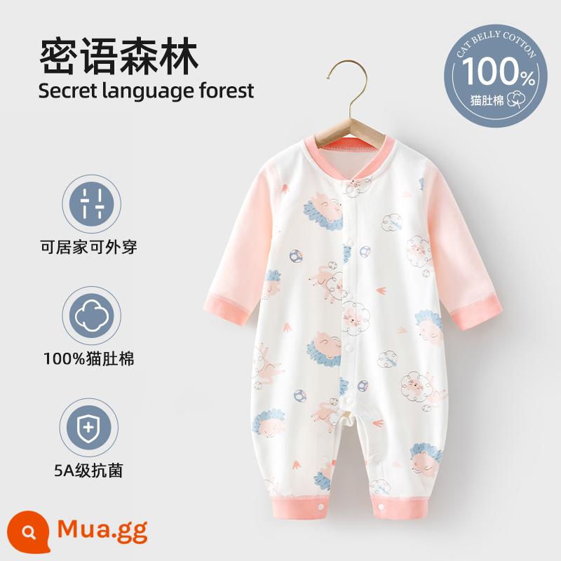 Bộ quần áo trẻ em Bettys mùa xuân và mùa thu áo liền quần sơ sinh cotton nguyên chất áo liền quần bốn mùa bộ đồ ngủ dài tay - Rừng thì thầm