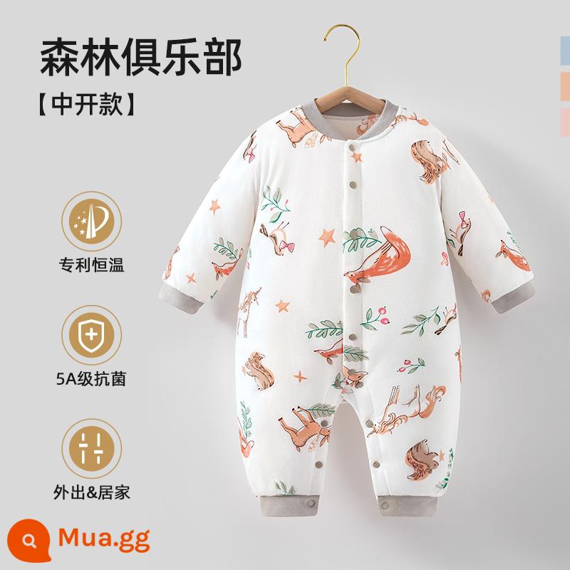 Bộ quần áo trẻ em Bettys mùa xuân và mùa thu áo liền quần sơ sinh cotton nguyên chất áo liền quần bốn mùa bộ đồ ngủ dài tay - Forest Club - Quilted