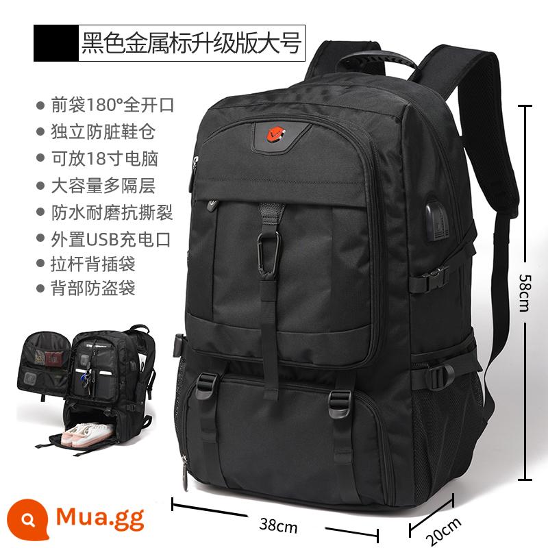 Túi Du Lịch Ba Lô Nam Dung Lượng Siêu Lớn Đi Công Tác Hành Lý Ba Lô Thể Thao Leo Núi Ngoài Trời Máy Tính Schoolbag Nữ - Nhãn kim loại màu đen plus size B