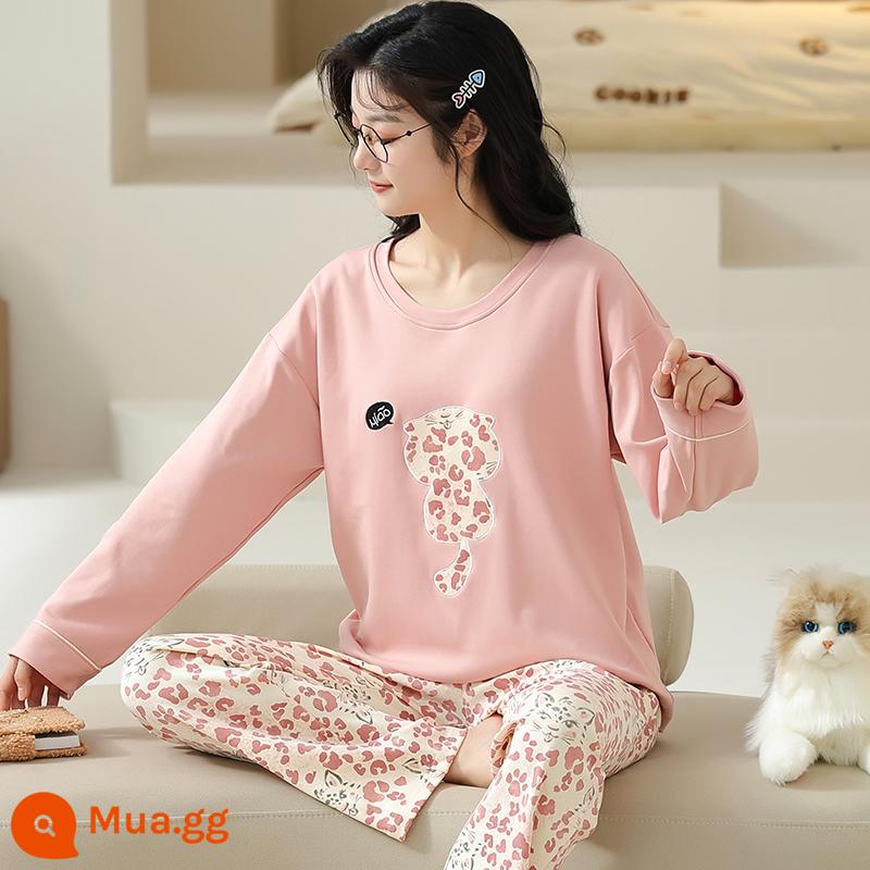 Bộ đồ ngủ nữ phong cách xuân thu 2023 mới cotton dài tay cỡ lớn cotton hè thu đông bộ đồ phục vụ tại nhà - 96603