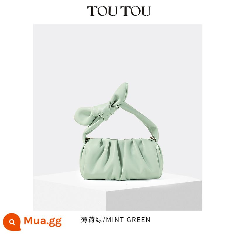 TOUTOU2023 Messenger mới túi nhỏ thiết kế thích hợp phù hợp tất cả các trận đấu tai thỏ xếp ly đám mây chuỗi túi nữ - [Hàng có sẵn] Xanh bạc hà