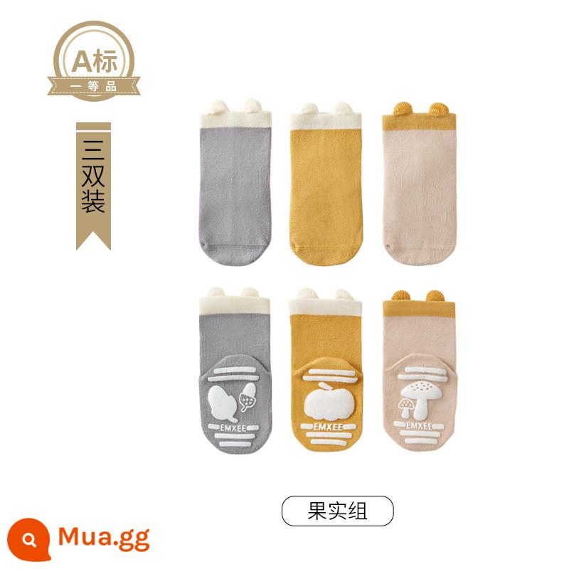 Manxi Tất Cho Bé Mùa Hè Mỏng Cho Bé Thoáng Khí Trẻ Sơ Sinh Bé Trai Và Bé Gái Tầng Tất 0-3 Tháng Cotton - Set trái cây (3 đôi)