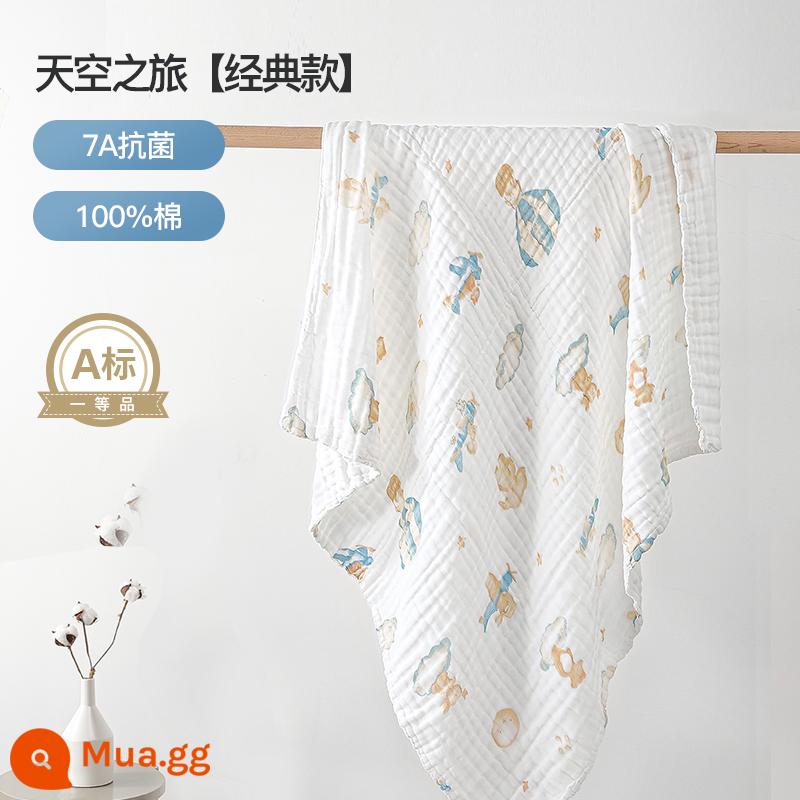 Manxi cho bé gạc tắm cotton sơ sinh bông tắm cho bé có mũ trùm đầu áo tắm trẻ em mùa xuân và mùa thu - hành trình bầu trời