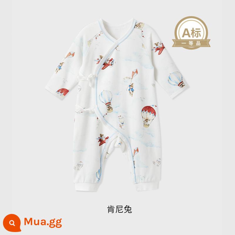 Manxi bé gái quần áo thu đông quần áo bé sơ sinh Tianzhu jumpsuit liền thân thân thiện với làn da bé gái đi chơi áo liền quần - Kenny Rabbit [phong cách Nhật Bản]