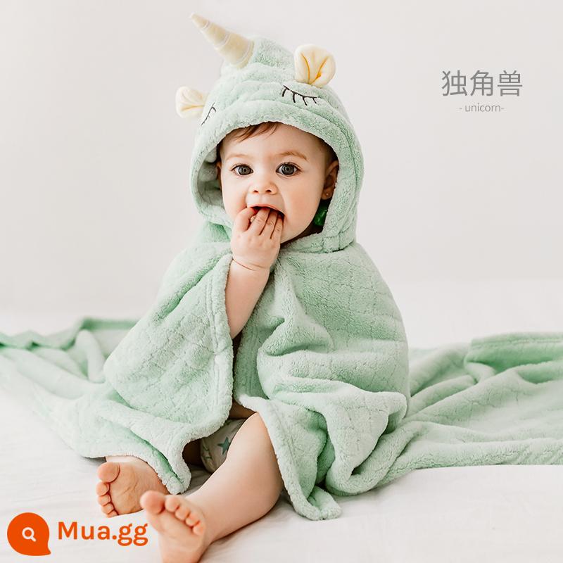 Manxi Magic con thú nhỏ dễ thương áo choàng tắm nhanh khô khăn tắm trẻ em mùa thu đông cho bé sơ sinh khăn tắm có mũ trùm đầu - Mẫu nâng cấp có mũ trùm đầu-Unicorn [kháng khuẩn 7A]