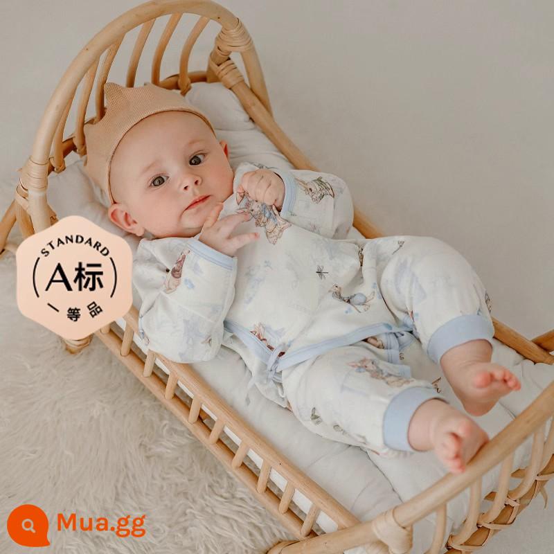 Manxi nam và nữ quần áo sơ sinh áo liền quần bản đồ ngỗng lớn quần áo trẻ em mùa xuân và mùa hè nhà sư quần áo túi rắm quần áo - [Phong cách mùa thu] Earl Rabbit Manor [Phong cách Nhật Bản] 7A kháng khuẩn và chống ve