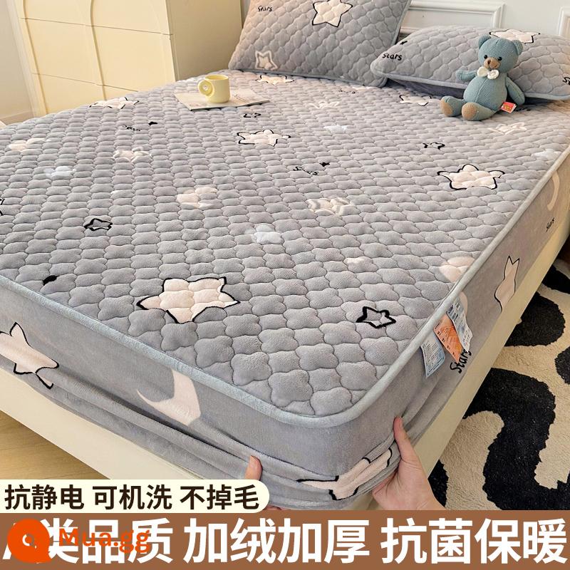 Nhung sữa chần bông trang bị tấm đơn mảnh san hô flannel trải giường mùa đông dày Simmons nệm giường túi trải giường - Gypsophila [Kháng khuẩn loại A/ấm áp và không rụng lông]