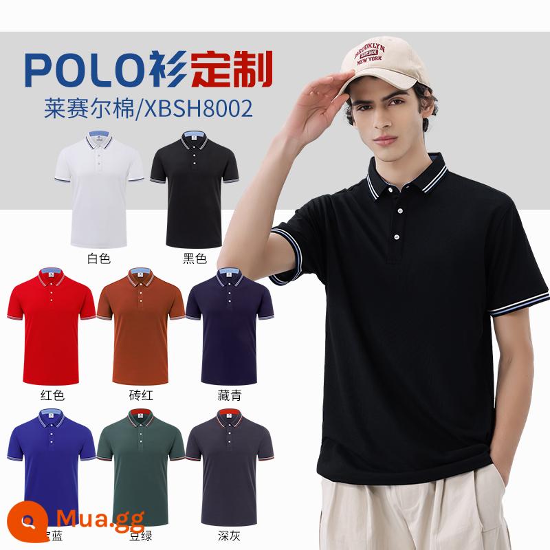 Quần áo công sở có ve áo bằng vải cotton nguyên chất in logo tùy chỉnh áo sơ mi polo khô nhanh dự tiệc công ty Áo sơ mi văn hóa tay ngắn có thêu in - Mẫu P - Mẫu màu cotton Lyocell - tổng cộng 8 màu → 45 nhân dân tệ