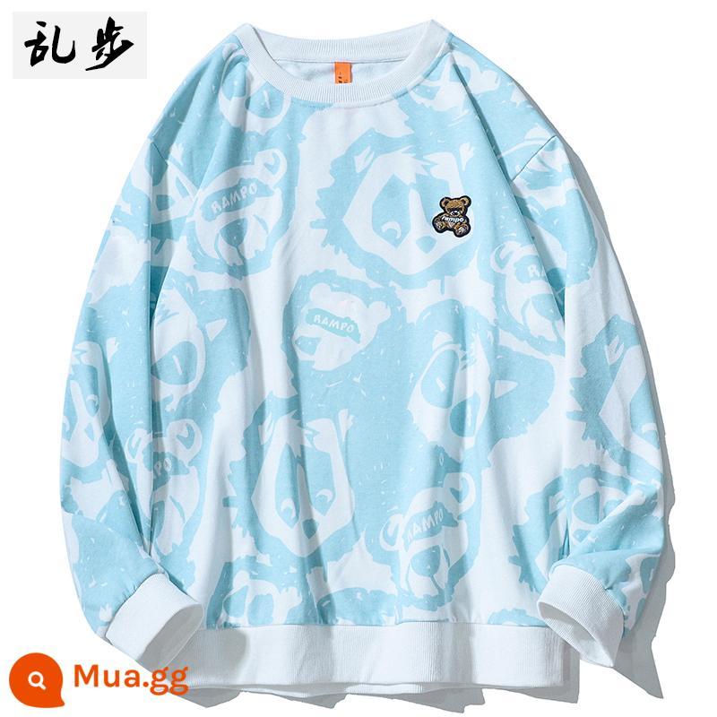 Phiên bản Autumn Hàn Quốc của Harajuku Wind Sweater Men and Women Cartoon Bears Stitching dài -Sleeved t -shirt tròn vòng cổ - WY0733 màu trắng