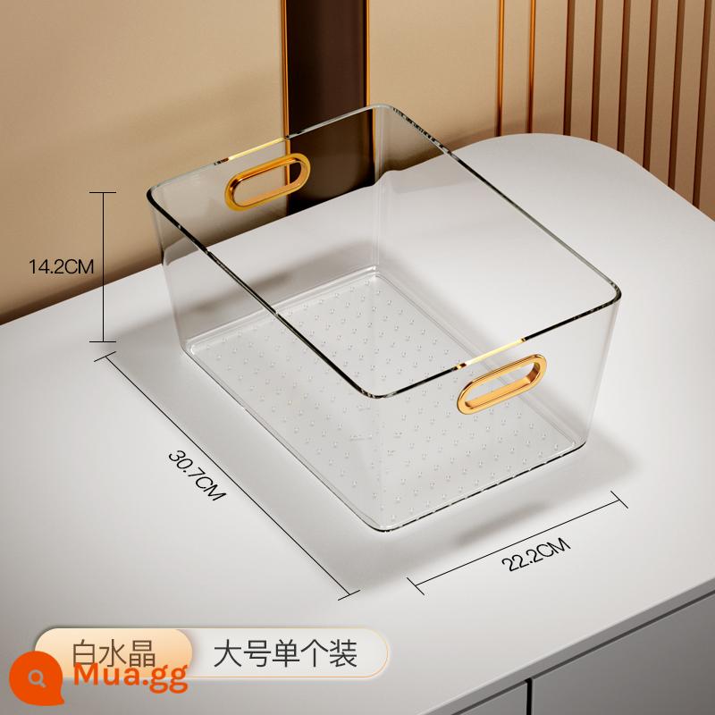 Ánh sáng sang trọng Máy tính để bàn Hộp lưu trữ mỹ phẩm Bàn trang điểm acrylic Mặt nạ Sản phẩm chăm sóc da Bàn cà phê linh tinh Giỏ đựng đồ ăn nhẹ - [Phong cách phẳng] Màu trắng pha lê-Kích thước lớn (1 gói)