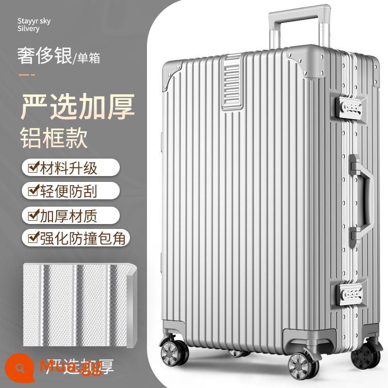 Khung Nhôm Hành Lý Tắt Tiếng Đa Năng Bánh Xe Đẩy Ốp Lưng 24 Inch Nữ Vali Bao Da 20 Mật Khẩu Lên Máy Bay bé Trai - Màu bạc sang trọng [khung nhôm được lựa chọn nghiêm ngặt]