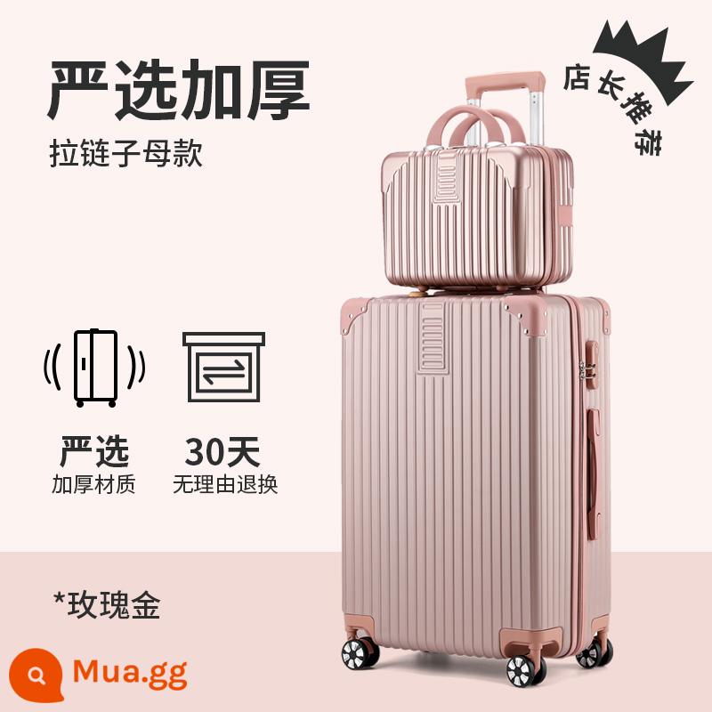 Vali nữ lên máy bay xe đẩy du lịch mạnh mẽ và bền dày nam bánh xe đa năng mật khẩu vali 24 inch dung tích lớn - Vàng hồng [Mẹ và Bé được tuyển chọn kỹ lưỡng - Kích thước lớn hơn phù hợp với sức chứa]