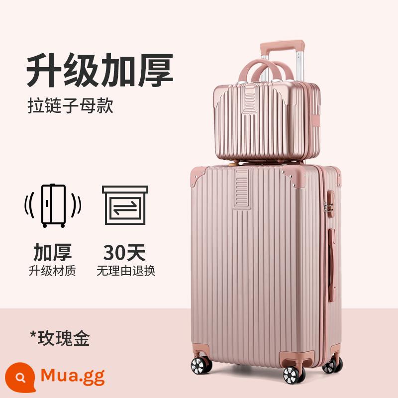 Vali nữ lên máy bay xe đẩy du lịch mạnh mẽ và bền dày nam bánh xe đa năng mật khẩu vali 24 inch dung tích lớn - Vàng hồng [nâng cấp mẹ và con - dung lượng phù hợp với kích thước lớn hơn]