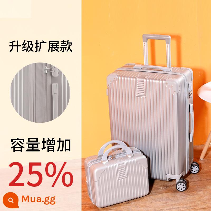 Khung Nhôm Hành Lý Tắt Tiếng Đa Năng Bánh Xe Đẩy Ốp Lưng 24 Inch Nữ Vali Bao Da 20 Mật Khẩu Lên Máy Bay bé Trai - Bạc sang trọng [mẹ chồng mở rộng]