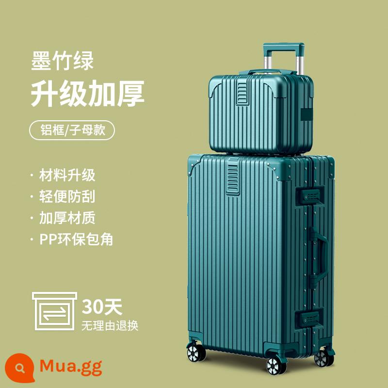 Vali nữ xe đẩy vali 24 inch 2022 bánh xe đa năng mới mật khẩu bao da 26 nam dung tích lớn 28 - Xanh Tre Đen [Nâng Cấp Kích Thước Mẹ-Mẹ Khung Nhôm Với Công Suất Lớn Hơn]