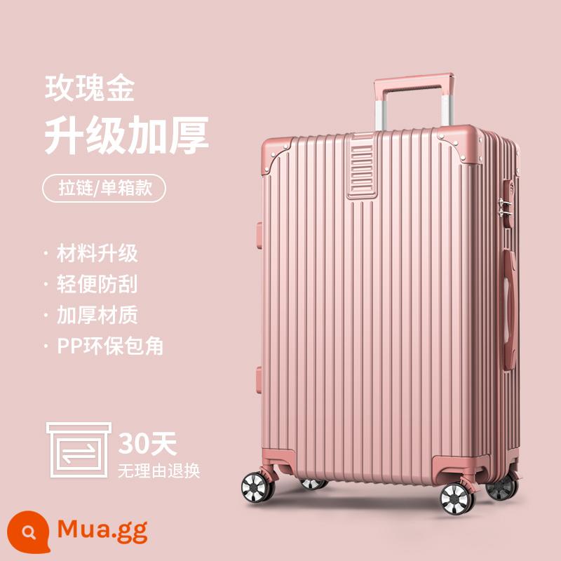 Vali nữ xe đẩy vali 24 inch 2022 bánh xe đa năng mới mật khẩu bao da 26 nam dung tích lớn 28 - Vàng hồng [Nâng cấp dây kéo]