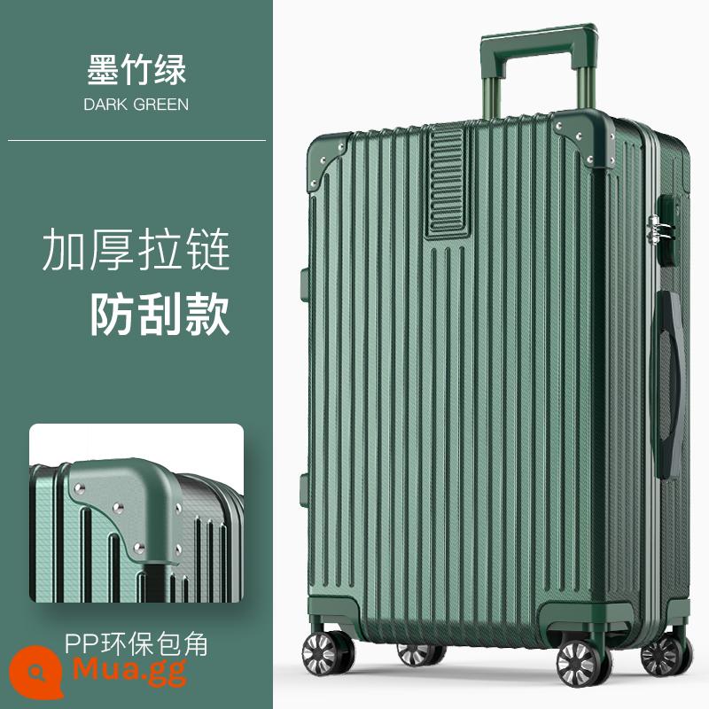 Vali vali mạnh mẽ và bền xe đẩy trường hợp bánh xe phổ thông 20 khung nhôm nhỏ bao da nam và nữ mật khẩu 24 inch - Mẫu dây kéo dày - tre xanh đen