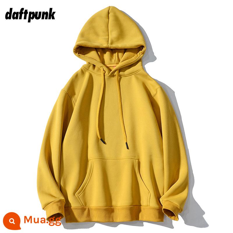 Mùa Thu Mới Retro Đỏ Rượu Lười Màu Trơn Hoodie Nam Nữ Tất Cả Trận Đấu Thường Cặp Đôi Áo Khoác - WY0707 màu vàng gừng