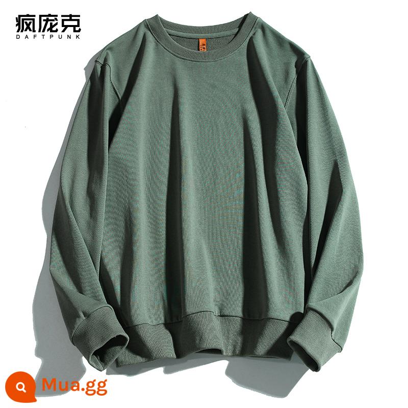 Mùa xuân và mùa thu mới hợp thời trang cotton áo len cơ bản không có mũ của phụ nữ quần áo lớp bên trong dài tay áo khoác nam và nữ áo chui đầu cặp đôi - 111 xanh nhạt