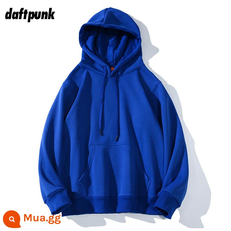 Mùa Thu Mới Retro Đỏ Rượu Lười Màu Trơn Hoodie Nam Nữ Tất Cả Trận Đấu Thường Cặp Đôi Áo Khoác - WY0707 Klein màu xanh