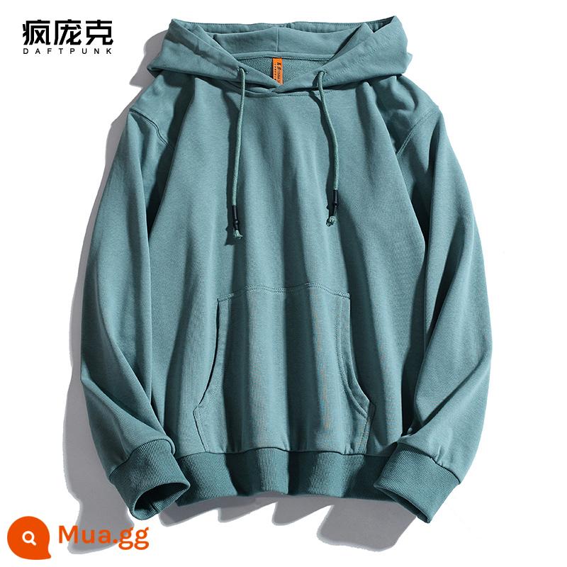 Plus Nhung Cotton Dày Dặn T Áo Hoodie Nữ Hàn Quốc Mới Rời Cổ Đại Học Gió Top Ins Màu Chui Đầu nam - 999 xanh khoáng-không nhung