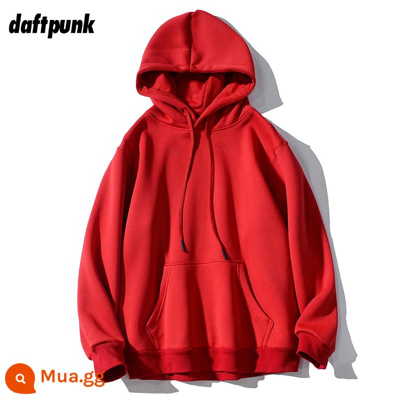 Mùa Thu Mới Retro Đỏ Rượu Lười Màu Trơn Hoodie Nam Nữ Tất Cả Trận Đấu Thường Cặp Đôi Áo Khoác - WY0707 đỏ Trung Quốc