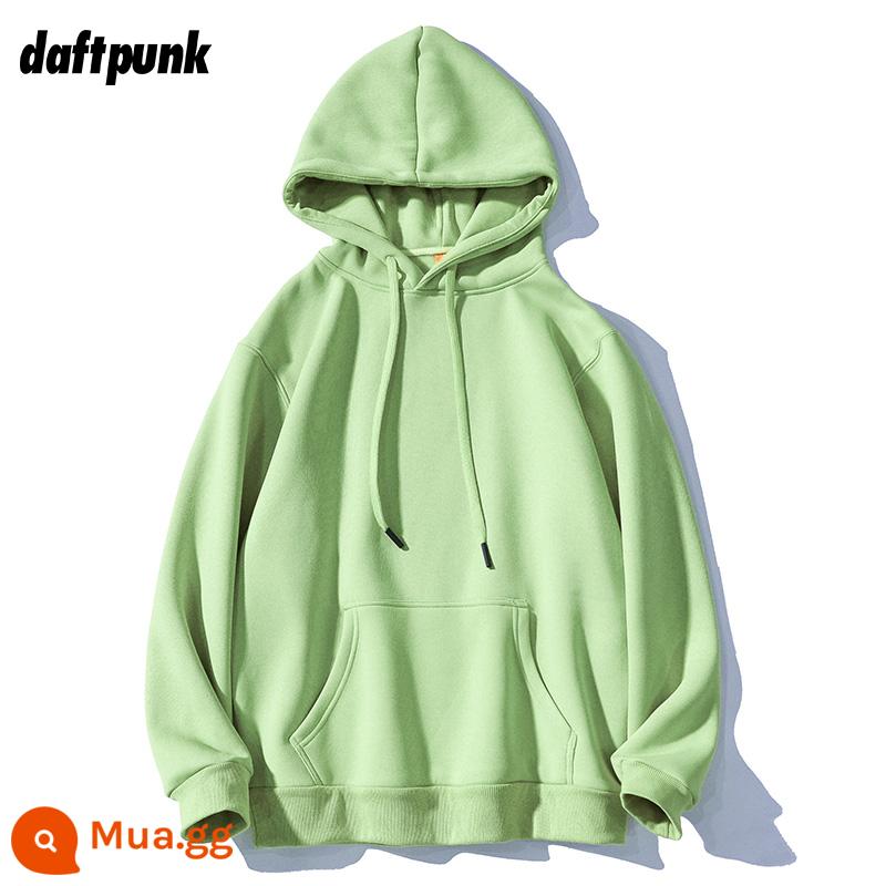 Mùa Thu Mới Retro Đỏ Rượu Lười Màu Trơn Hoodie Nam Nữ Tất Cả Trận Đấu Thường Cặp Đôi Áo Khoác - WY0707 xanh matcha