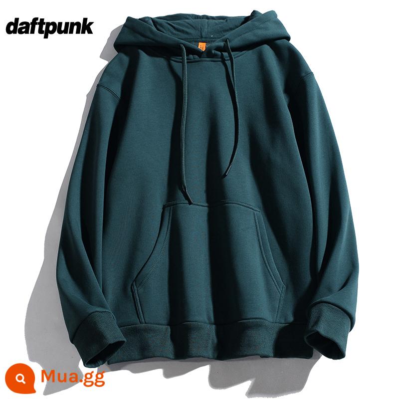 Nặng 500G Không Lông Cừu Mỹ Retro Có Mũ Nam Nữ Đồng Màu Lười Gió Cặp Đôi Áo Hoodie Plus Áo Khoác Nỉ - WYY078 Bông Xanh Nguyên Chất Jungle