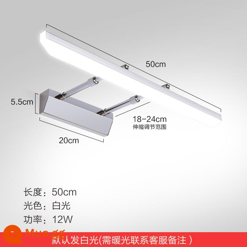 Gương trước ánh sáng phòng thay đồ led miễn phí đấm phòng tắm Bắc Âu tủ gương tối giản đặc biệt đèn tường bàn trang điểm gương đèn đèn - Model có thể thu vào-50CM-12W ánh sáng trắng (bạc)