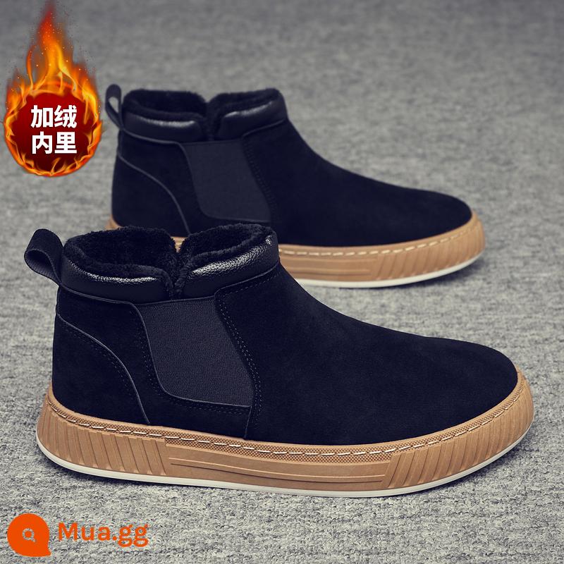 Martin Boots Mùa đông Mùa đông ấm áp và nhung dày chân -Chụp giày nam vào mùa đông ngoài trời Kháng lạnh Boots Boots Đông Bắc - Màu đen (phong cách xu hướng)