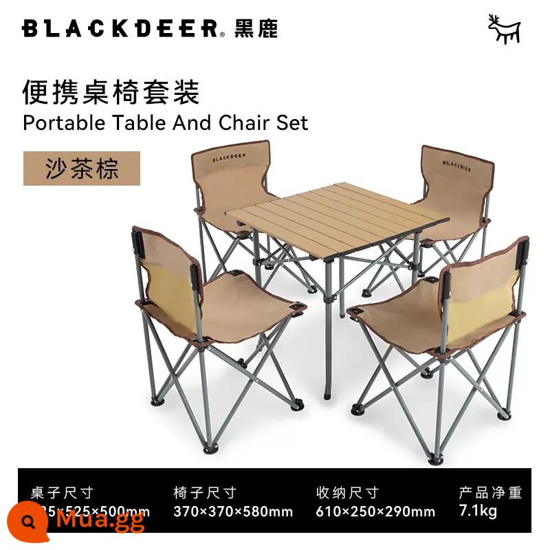 BLACKDEER Hươu Đen Ngoài Trời Bộ Bàn Ghế Gấp Cắm Trại Dã Ngoại Di Động Lĩnh Vực Thiết Bị Tiếp Liệu - Bộ bàn ghế di động trà cát nâu