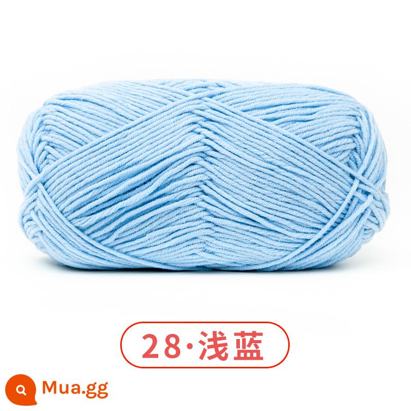 Xuefeier 5 sợi bông sữa búp bê dễ thương 5 sợi cotton chải kỹ sợi sỉ dệt tay tự làm mũ kẹp tóc - 28 màu xanh nhạt