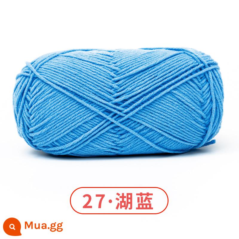 Xuefeier 5 sợi bông sữa búp bê dễ thương 5 sợi cotton chải kỹ sợi sỉ dệt tay tự làm mũ kẹp tóc - 27 hồ xanh