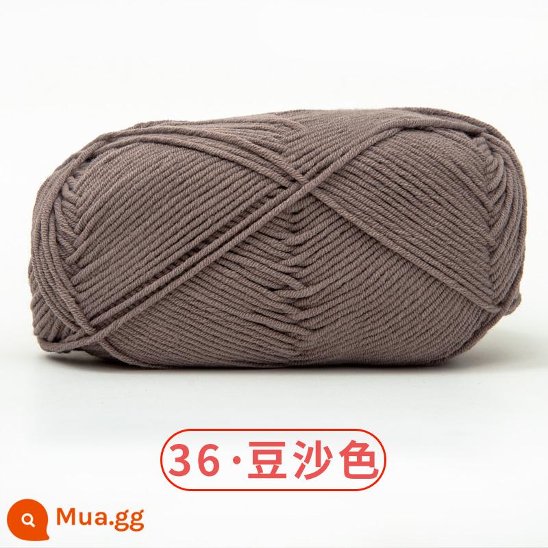 Xuefeier 5 sợi bông sữa búp bê dễ thương 5 sợi cotton chải kỹ sợi sỉ dệt tay tự làm mũ kẹp tóc - 36 màu bột đậu