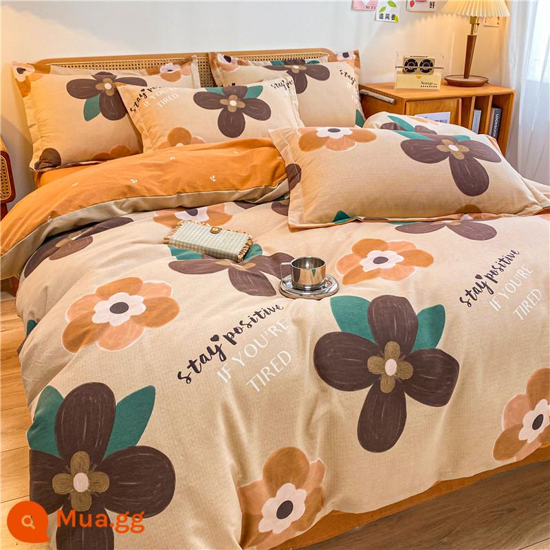 Bông dày mài lông đơn Single Single Autumn và Winter Simple Cotton đơn 1,5 Double 200x230 Four -Bet - Nayuki