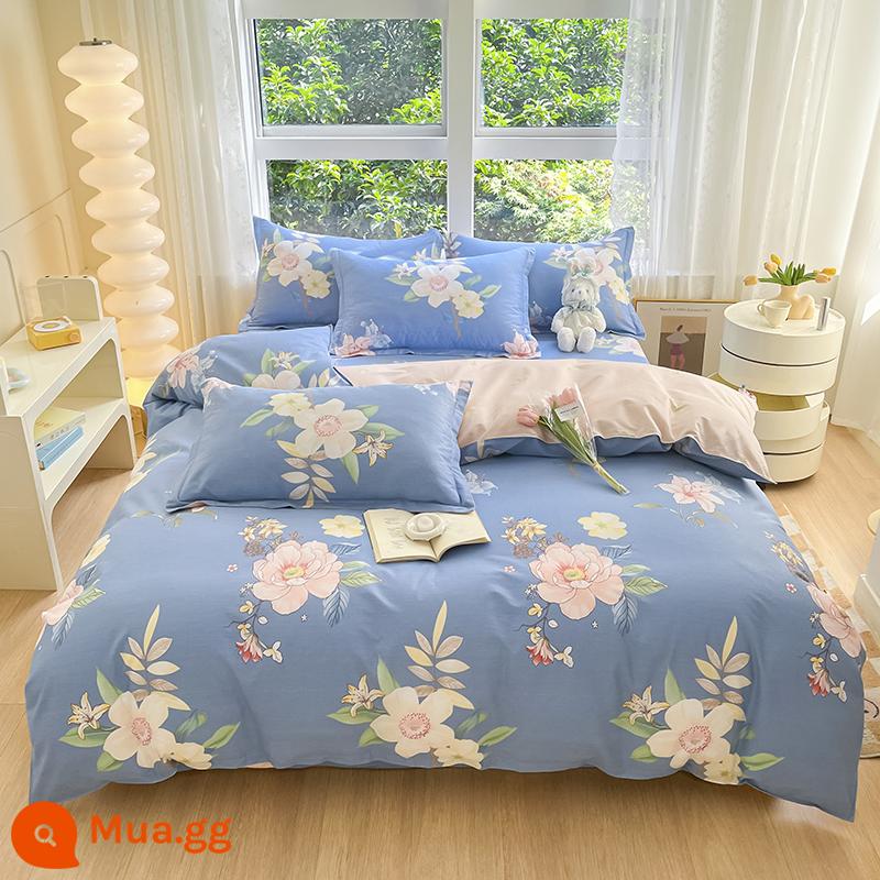 Vỏ chăn đơn mảnh cotton nguyên chất đơn 1.5m1.8m giường đôi 200x230 ký túc xá sinh viên cotton vỏ chăn mùa xuân và mùa thu - Màu xanh nhẹ nhàng và quyến rũ