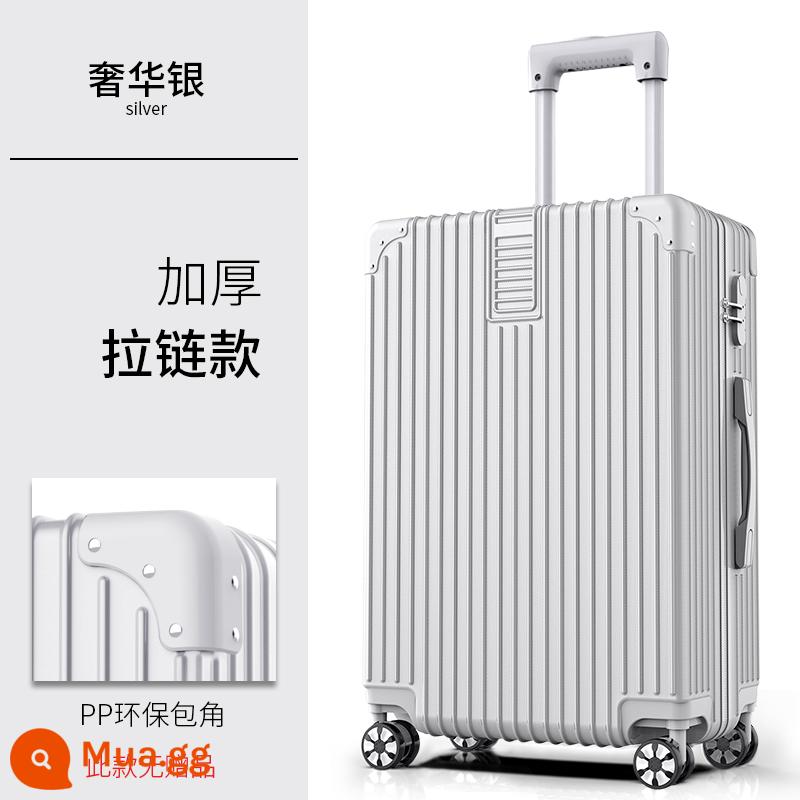 Vali nam xe đẩy sức chứa lớn 28 vali bánh xe đa năng nữ 20 bao da mật khẩu bền đẹp 24 inch - Dây kéo dày dặn-màu bạc sang trọng