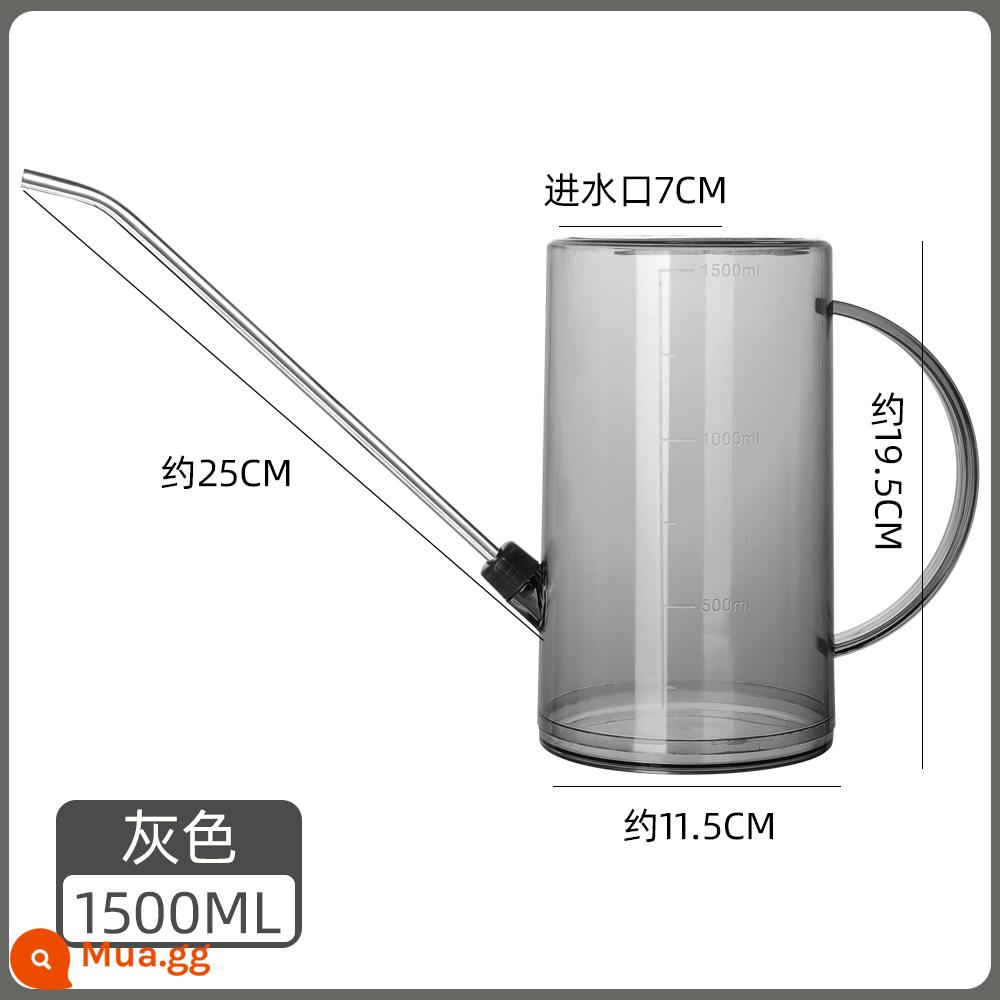 Thép không gỉ miệng dài bình tưới hộ gia đình trong suốt bình tưới làm vườn tưới hoa chậu hiện vật công suất lớn bình tưới - Bình tưới nước màu xám 1.5L (bản phóng to) (có kèm vòi)