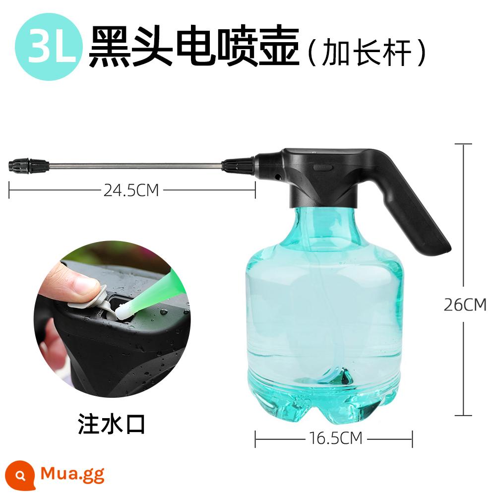 Điện Tưới Hoa Bình Tưới Ban Công Làm Vườn Bình Tưới Cây Hộ Gia Đình Khử Trùng Nhỏ Đặc Biệt Máy Phun Xịt Tự Động Nồi - 3L màu xanh trong suốt (đầu đen) + thanh nối dài